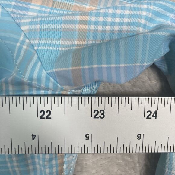 Peter Millar Mens Summer Comfort Plaid Shirt Long Sleeve Size Medium Light Blue - Picture 5 of 7
